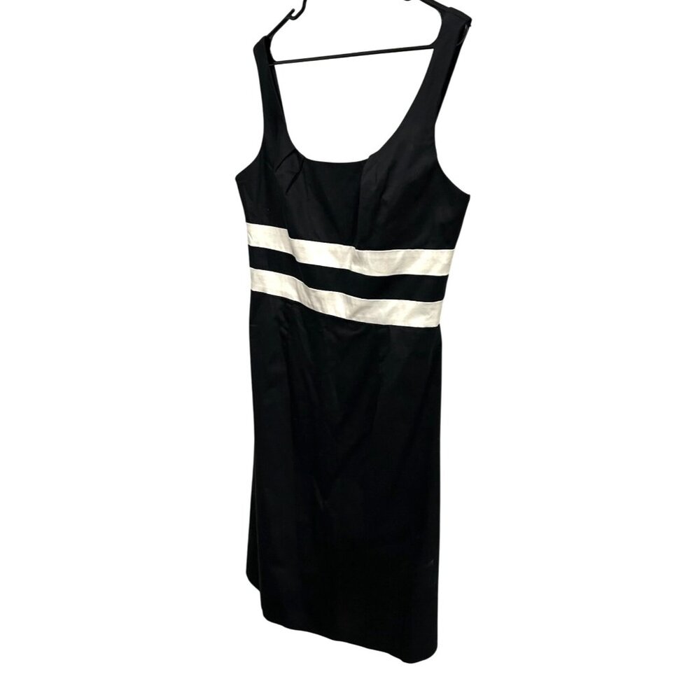 White House Black Market NWT Black White Sleeveless Sheath Dress Size 14 - Picture 3 of 9